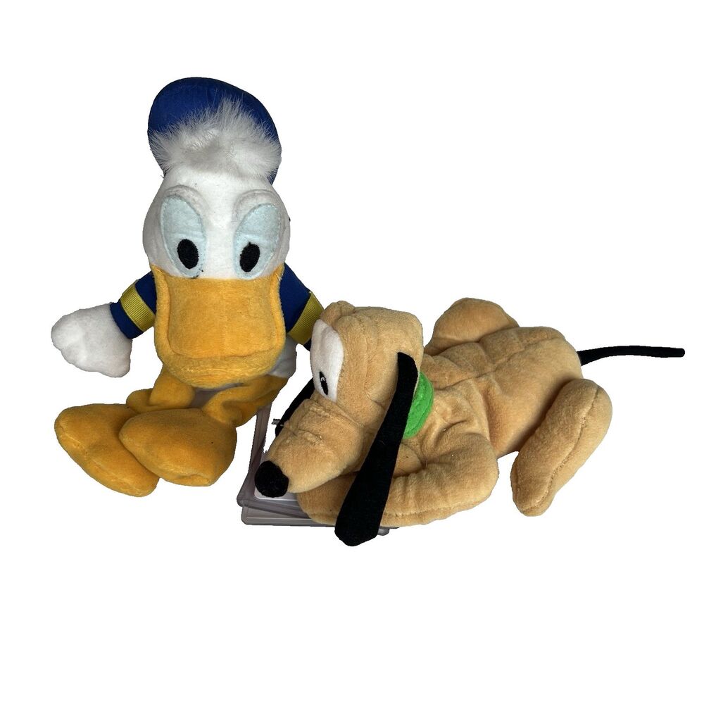 Disney Store Donald Duck Pluto Beanbag Plush VTG 90s Lot of 2 Toys Mini